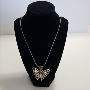 Women's Filagree Silvertone Butterfly Necklace